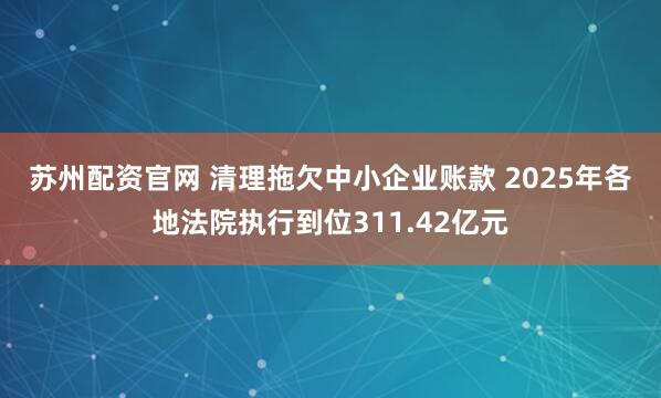 苏州配资官网 清理拖欠中小企业账款 2025年各地法院执行到位311.42亿元